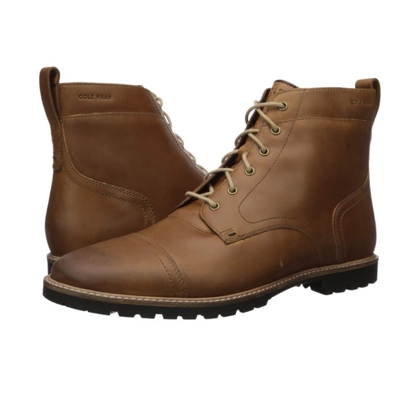 Cole Haan | Shoes | Cole Haan Nathan Leather Cap Toe Boots Brown Lace ...